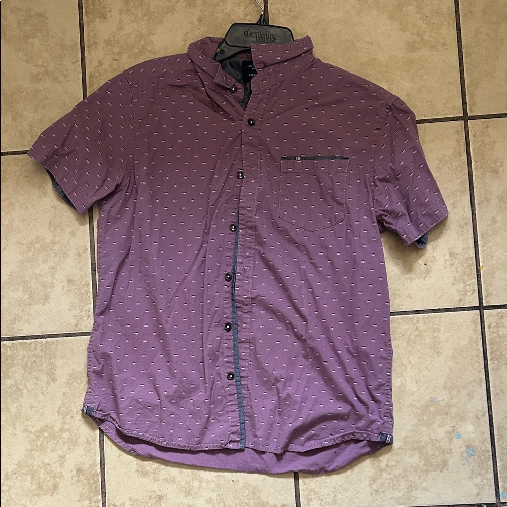 Men's Purple Casual Button-Down Shirt
